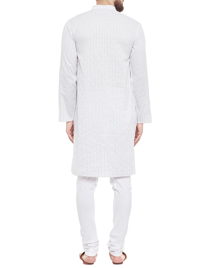 white cotton long kurta - 13953422 - Standard Image - 2