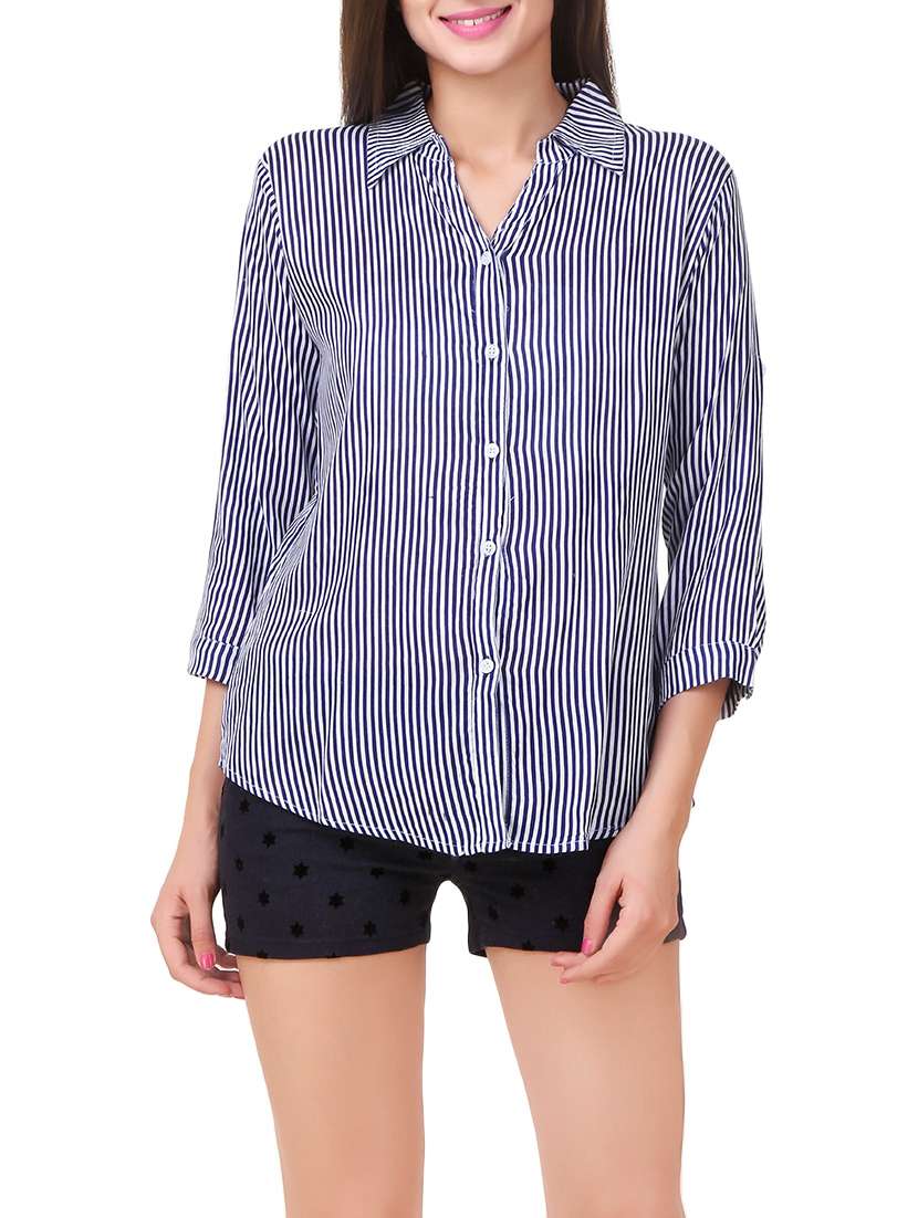 srtiped blue rayon shirt