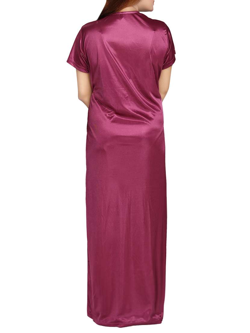 purple solid gown with robe set - 13956961 -  Standard Image - 2