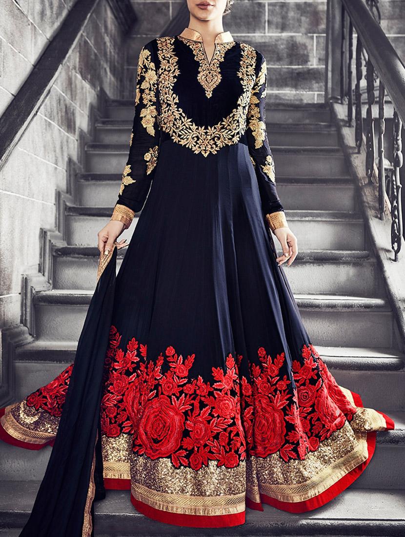 blue georgette unstitched suit