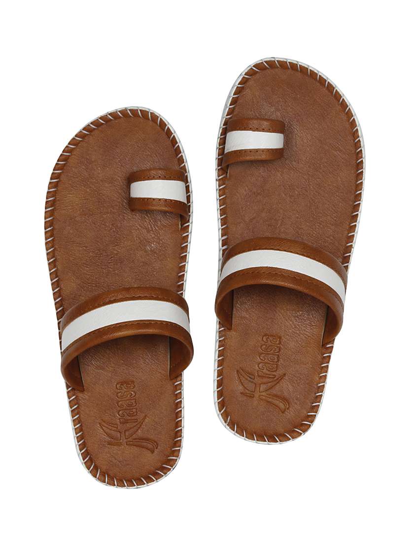 tan leatherette slip on slipper