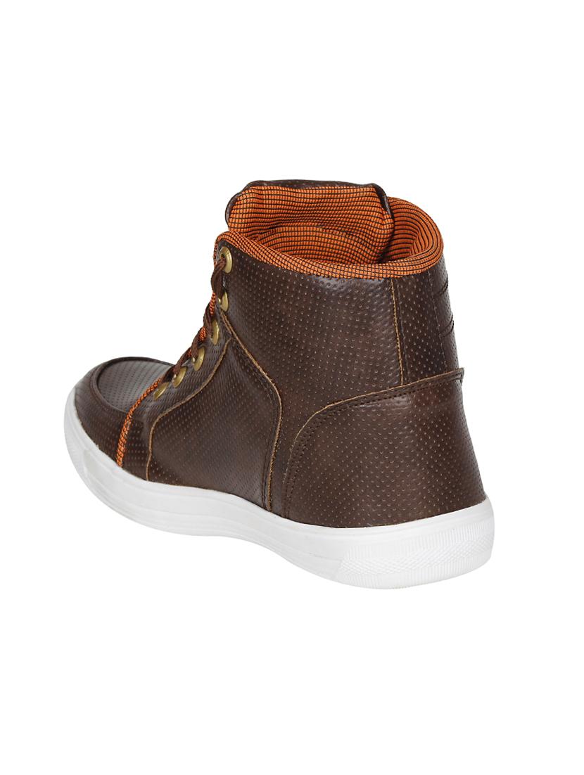 brown leatherette lace up sneaker - 13960102 - Standard Image - 2