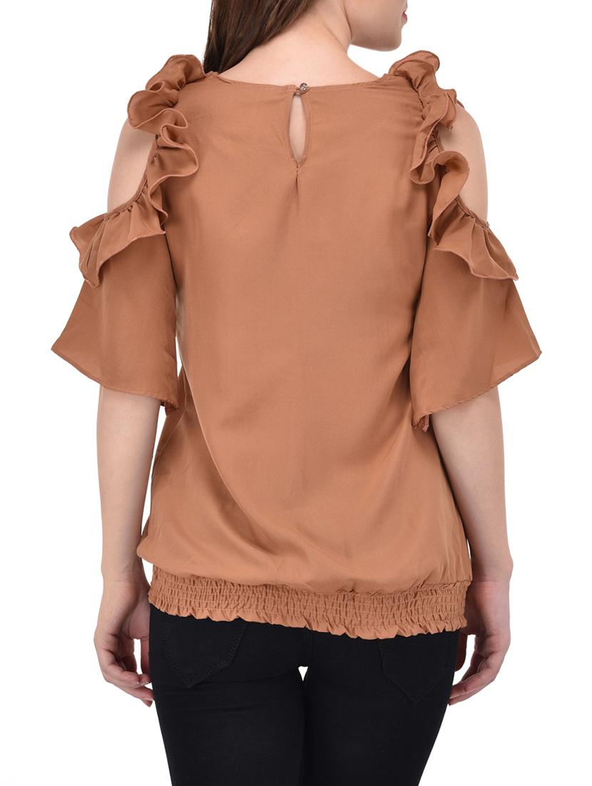 brown ruffled top - 13961916 - Standard Image - 2