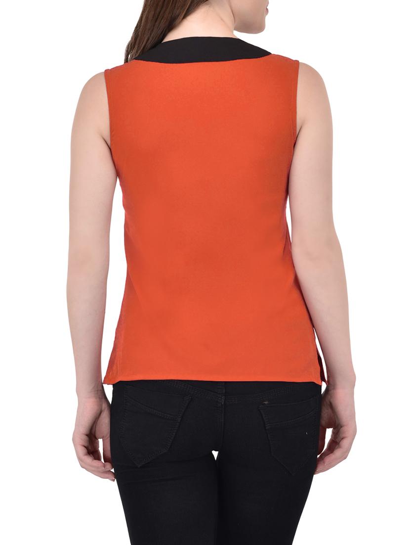 contrast neck sleeveless top - 13961926 - Standard Image - 2