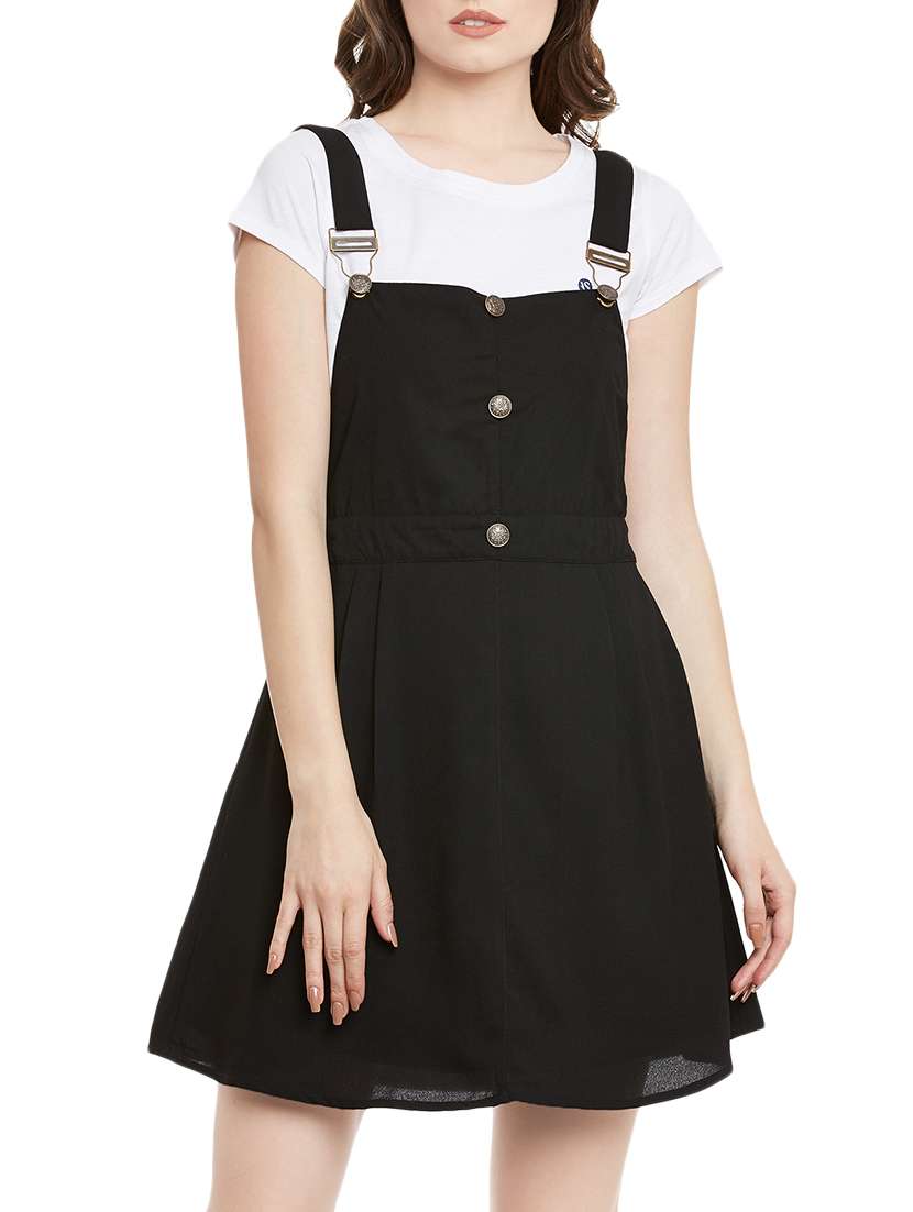 black viscose dungree dress
