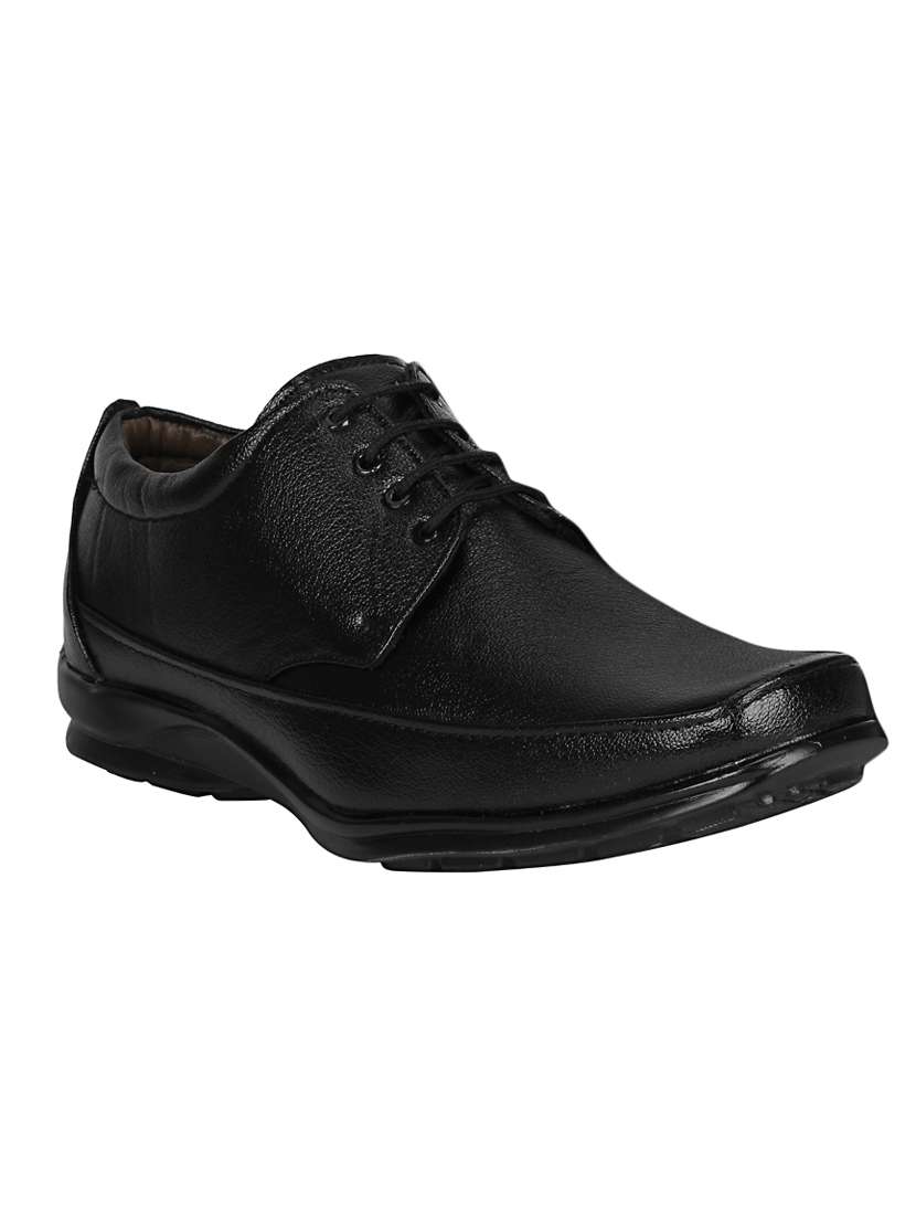 black leather lace-up derby