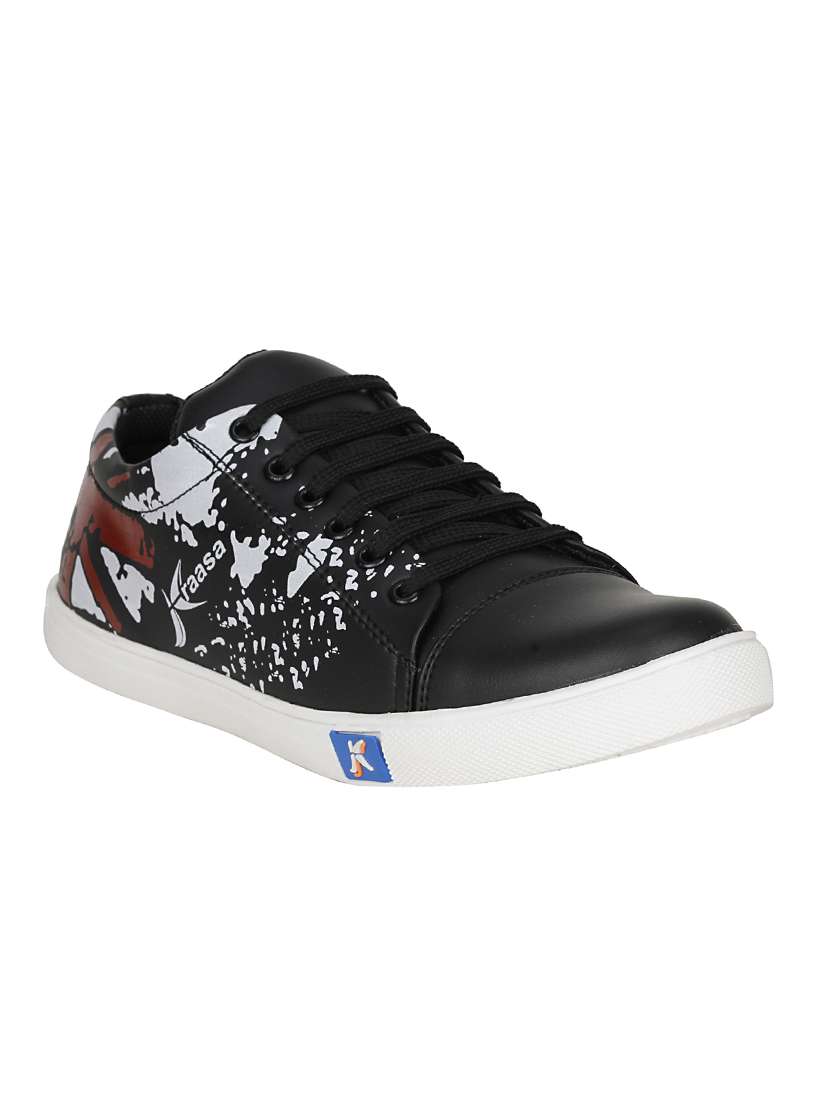 black leatherette lace up sneaker