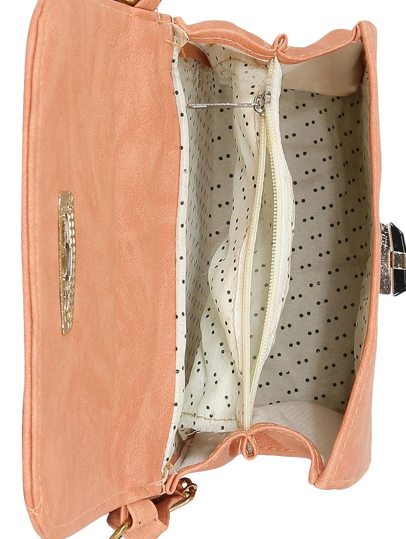 peach leatherette regular sling bag - 13968337 - Standard Image - 2