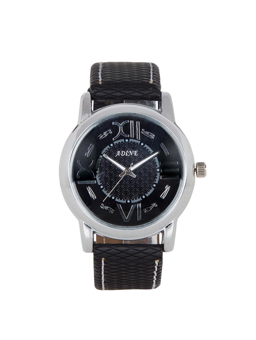 adine black round dial catchy watch