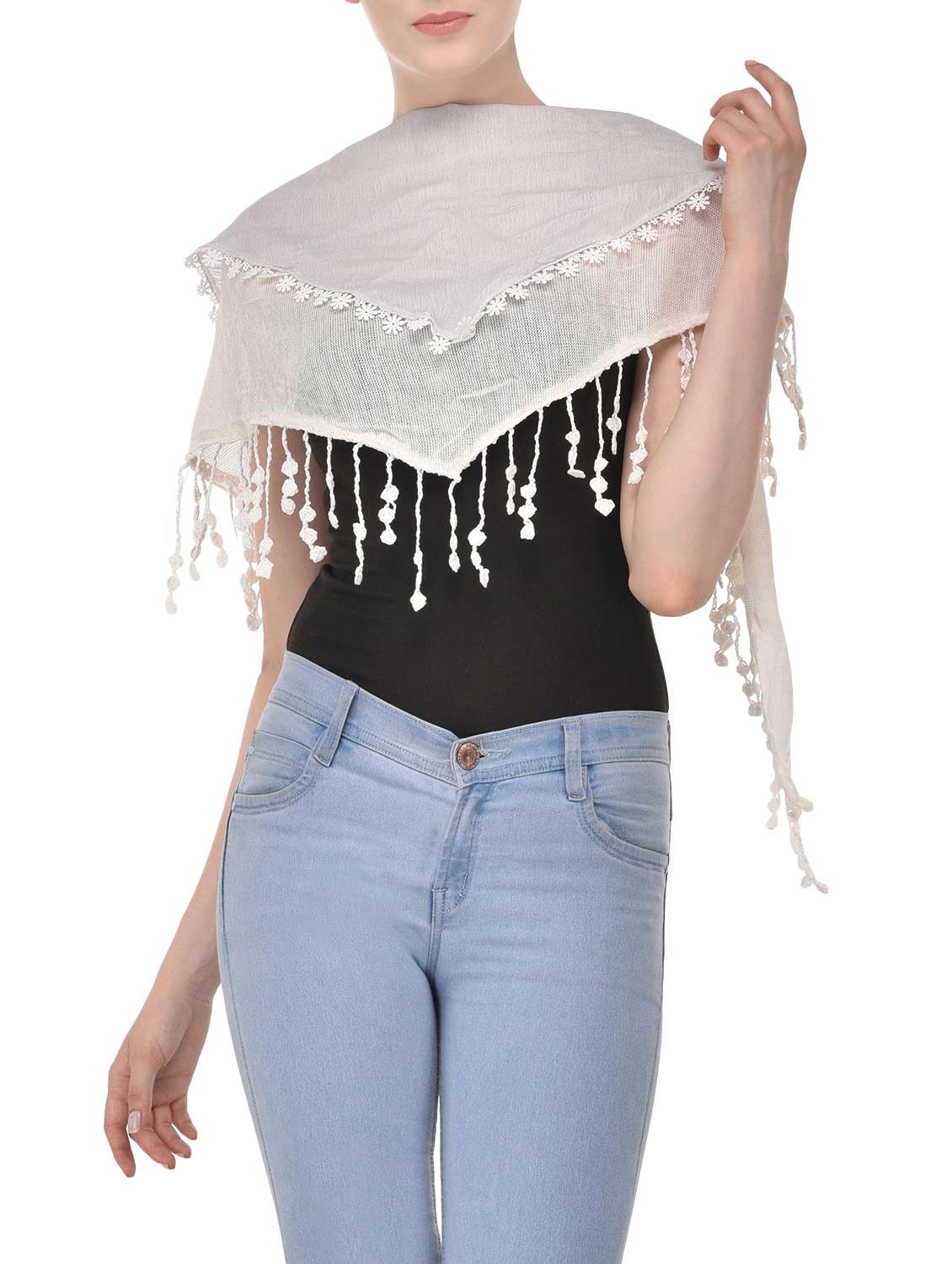 white polyester scarf