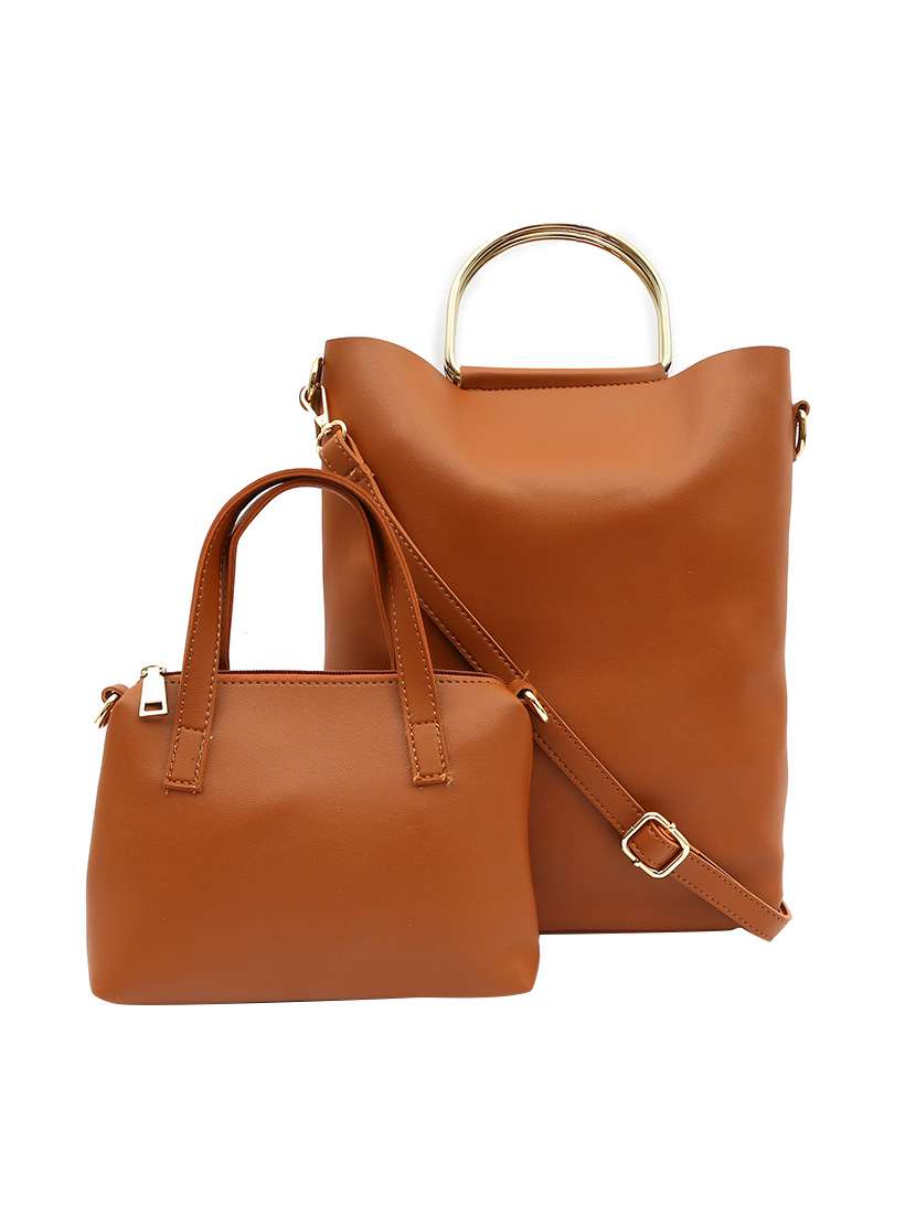tan leatherette regular handbag