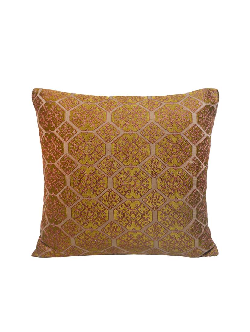 rich embroidered blocks cushion cover