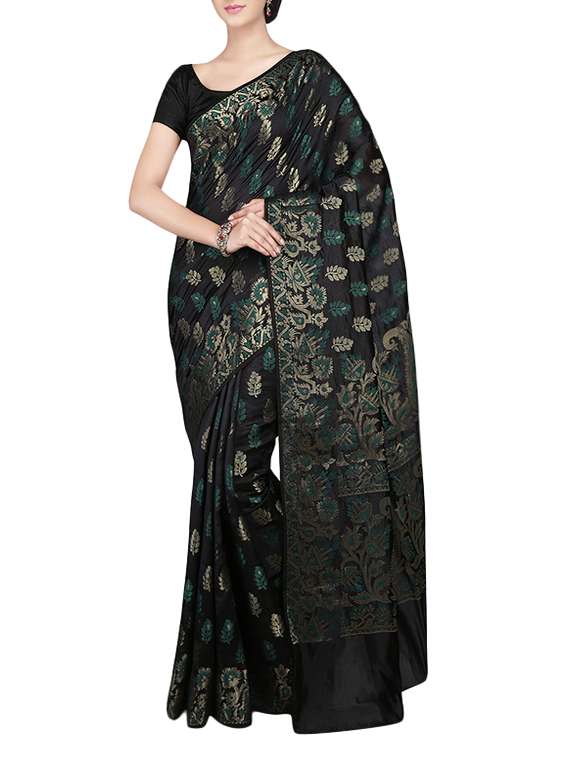black dupion banarasi saree with blouse