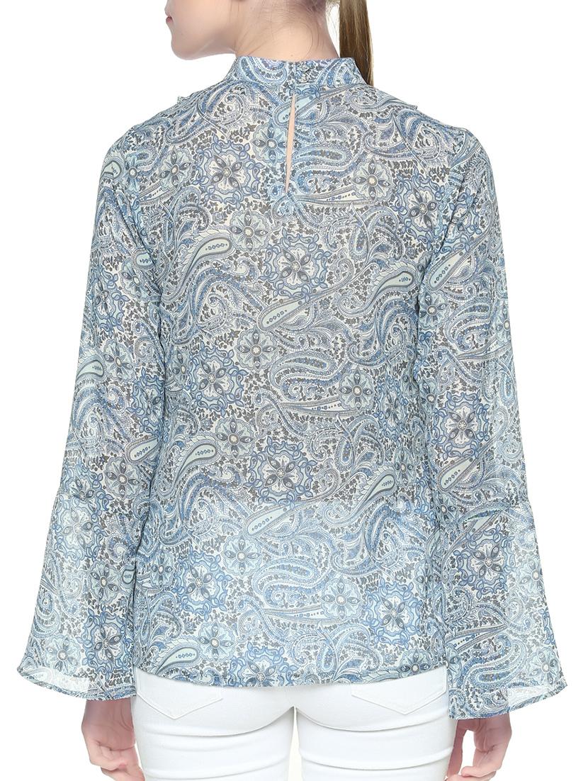 blue paisley printed ruffle top - 13973641 - Standard Image - 2