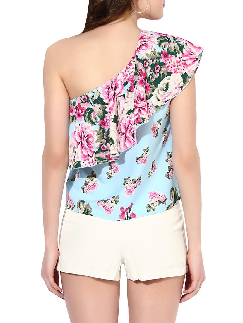 single shoulder floral top - 13973651 - Standard Image - 2