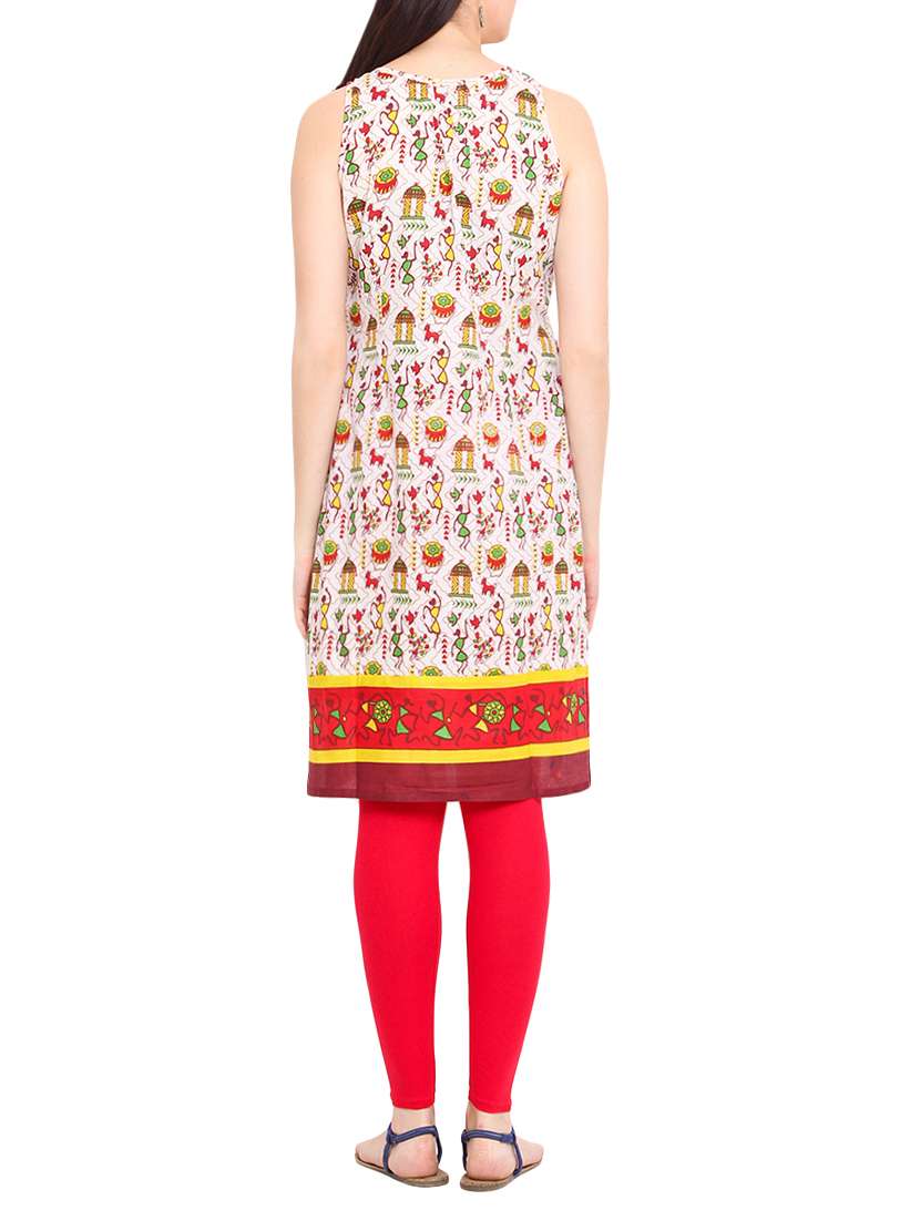 beige cotton straight kurta - 13978699 -  Standard Image - 2