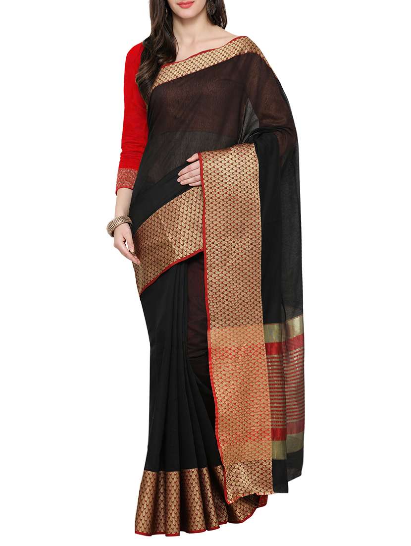 black art silk bordered saree with blouse