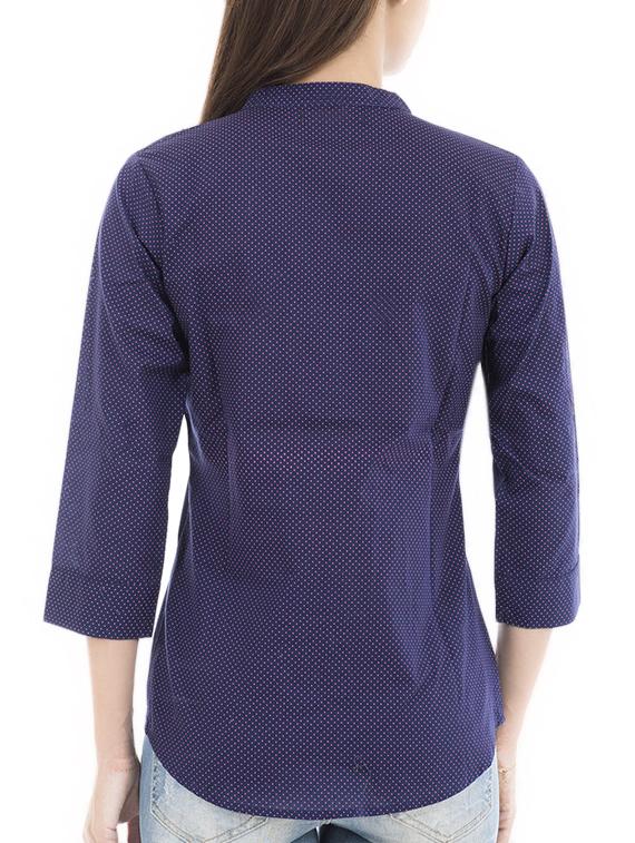 navy blue printed cotton regular shirt - 13984430 - Standard Image - 2