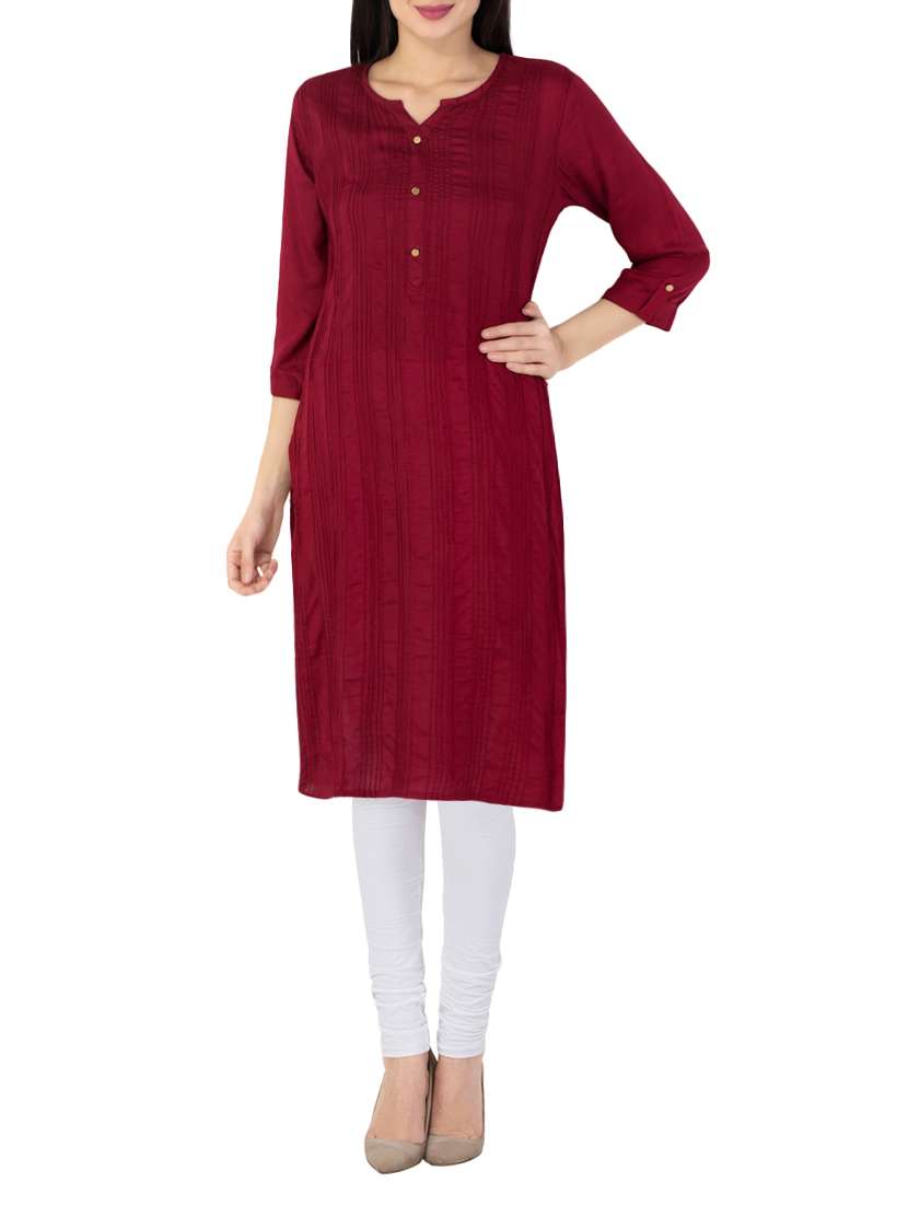 maroon rayon kurta