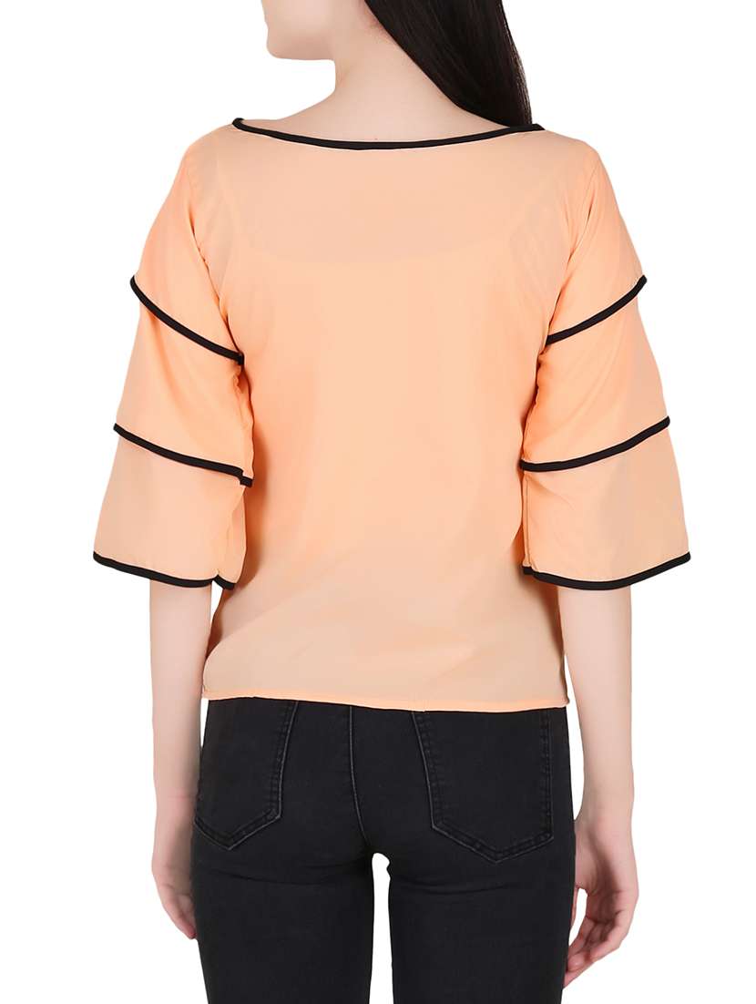 beige crepe regular top - 13989570 -  Standard Image - 2