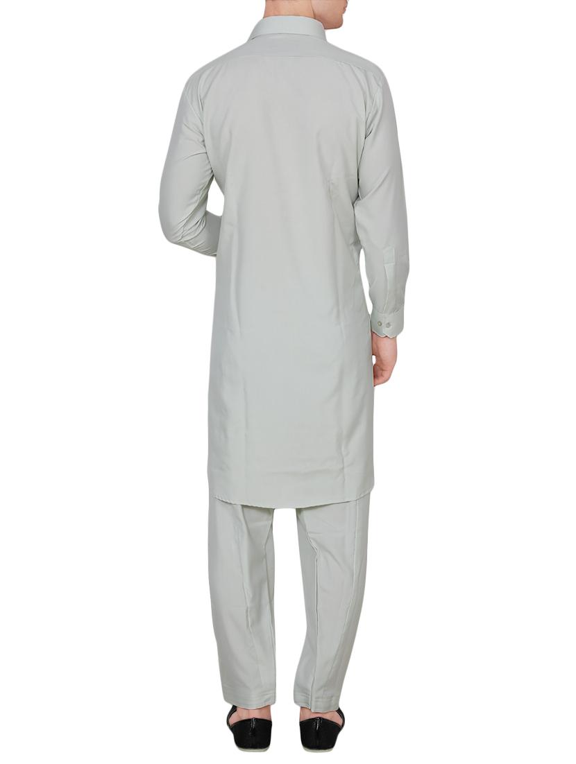 grey cotton pathani ethnic wear set - 13990018 - Standard Image - 2