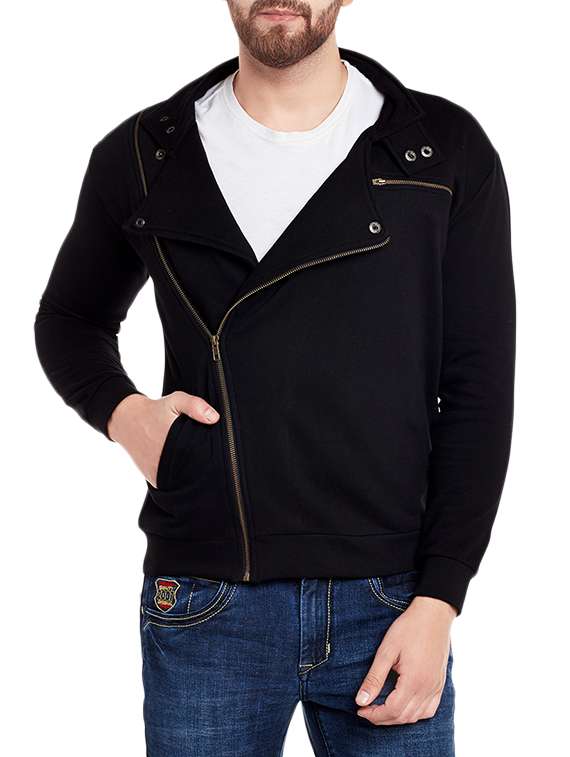 black solid casual jacket