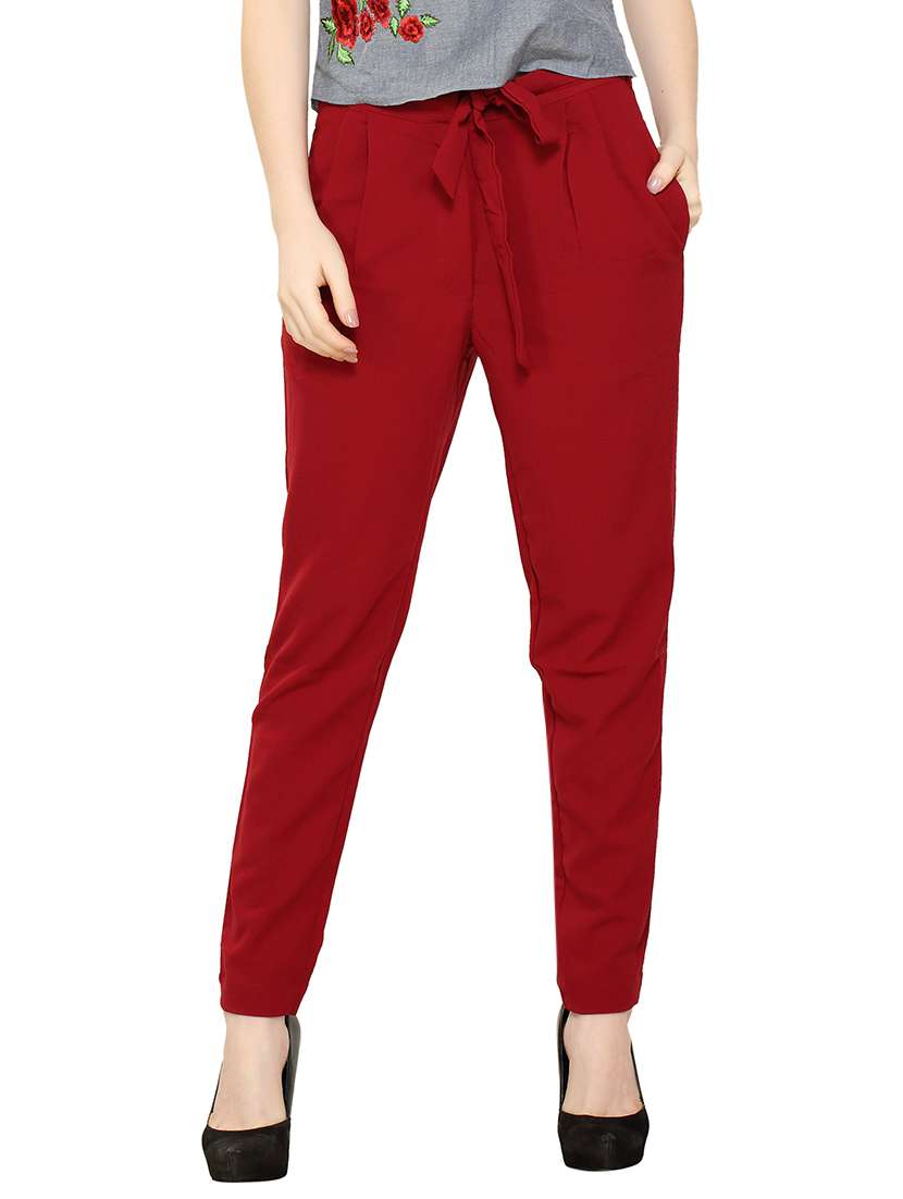 jane rochelle red crepe chinos trouser