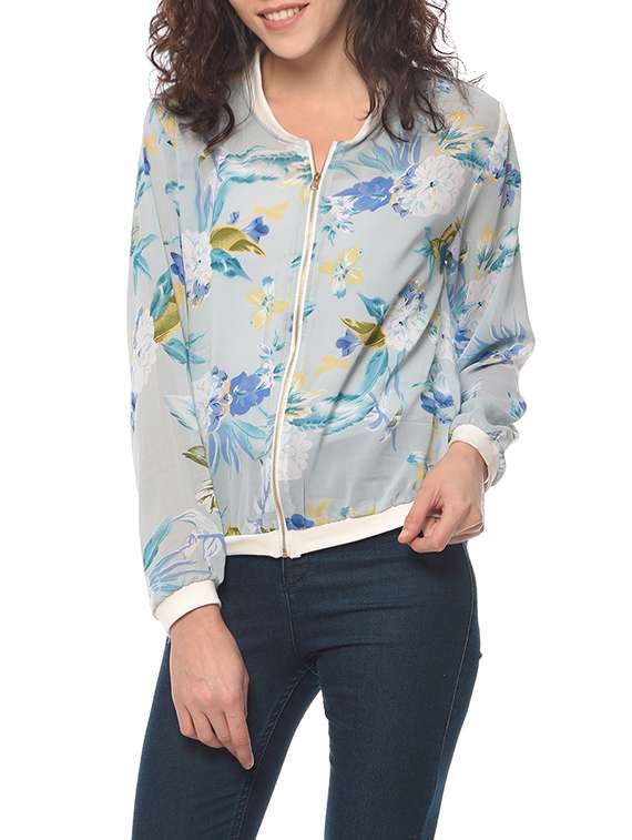 floral print blue summer jacket