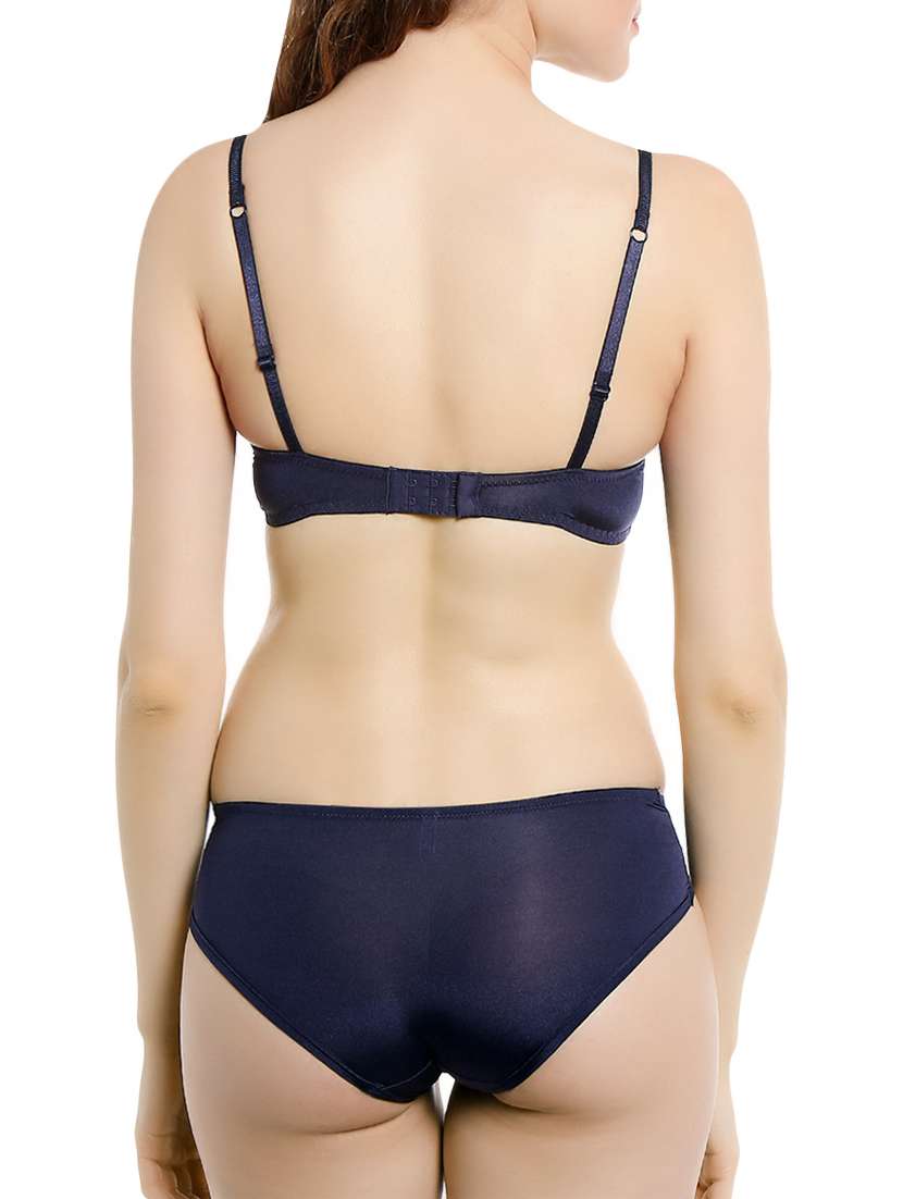Buy online Navy Blue Cotton Bra And Panty Set from lingerie for Women