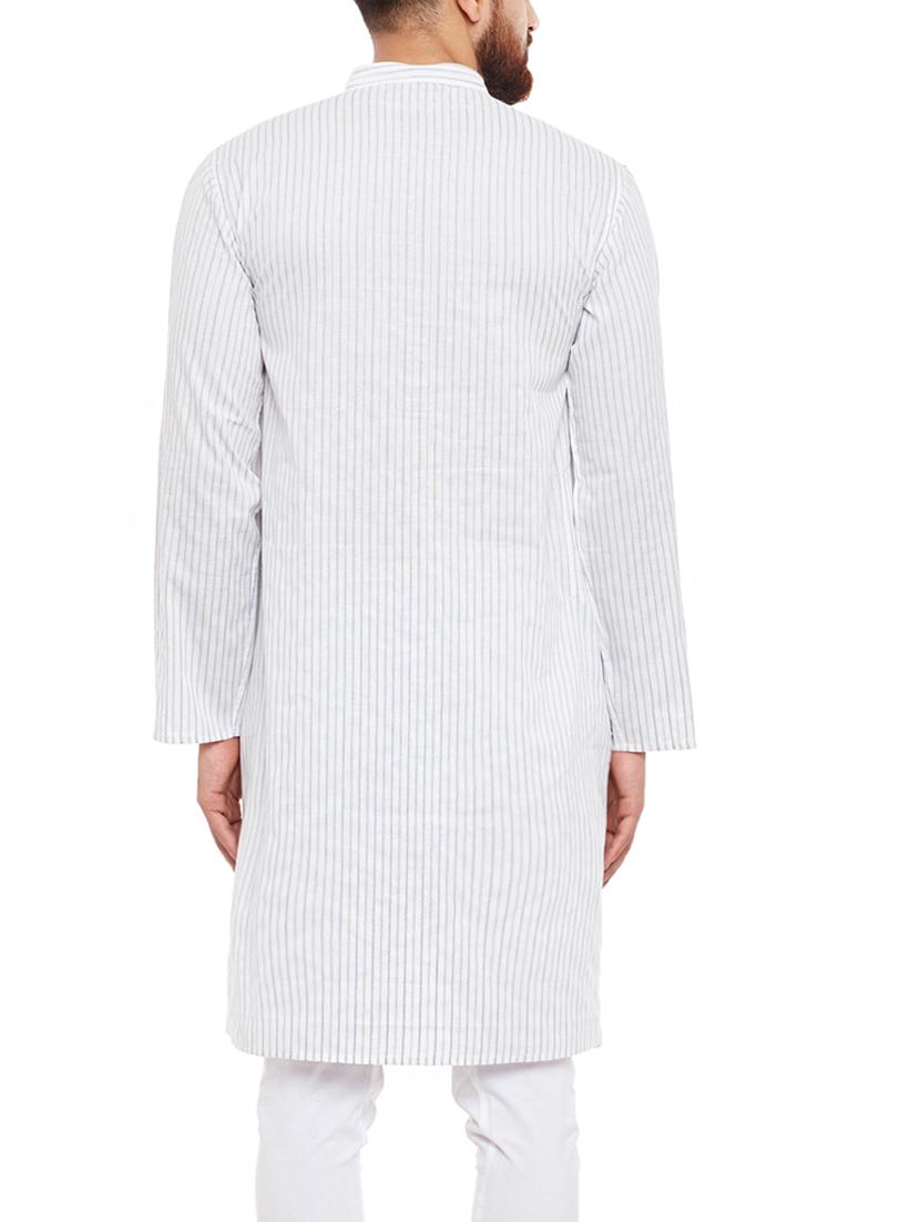 white cotton long kurta - 14001336 - Standard Image - 2