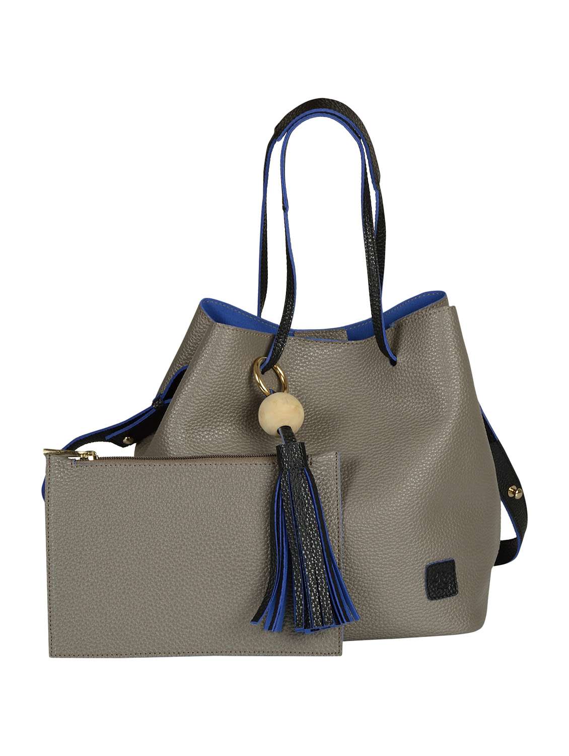 grey leatherette handbag