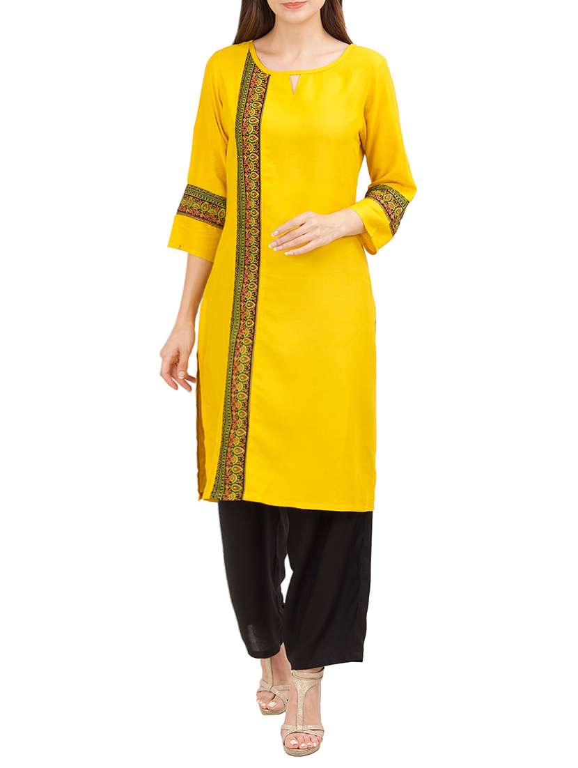 mustard viscose kurta