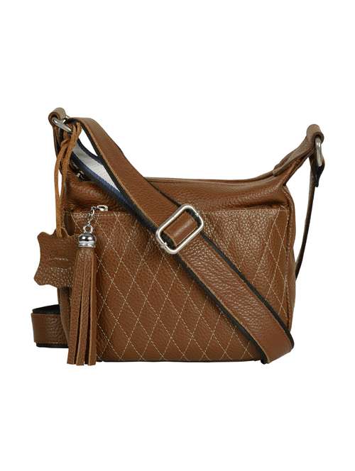 tan textured regular sling bag - 14002085 - Standard Image - 0