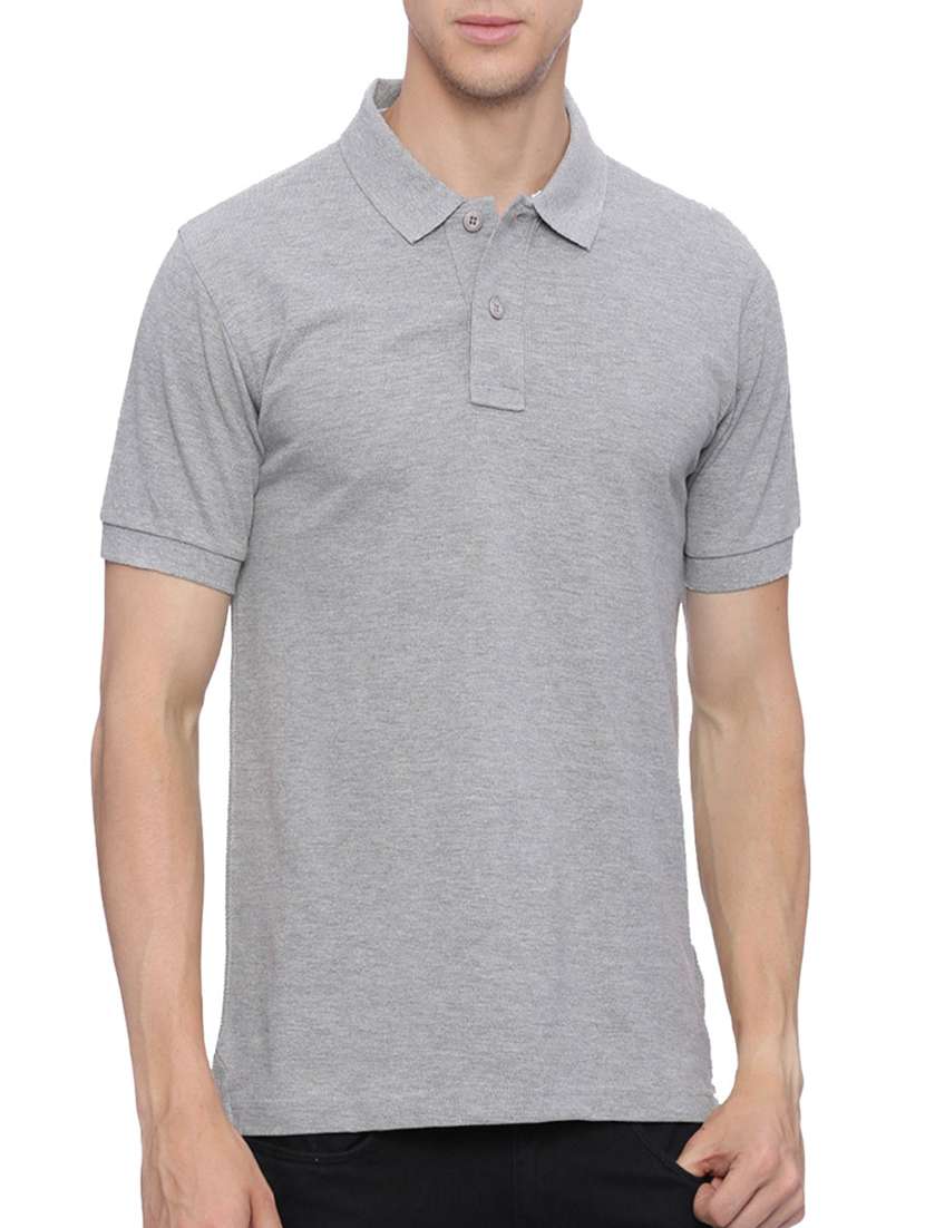 grey solid polo t-shirt