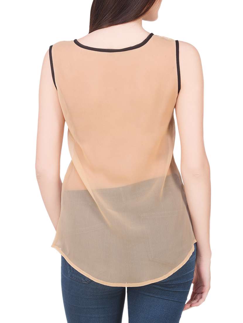 beige georgette top - 14002462 -  Standard Image - 2