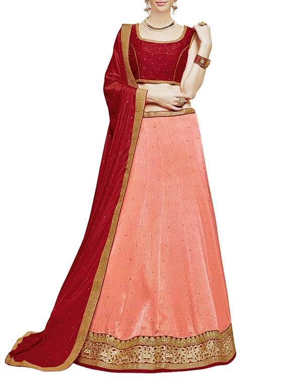 pink net flared lehenga