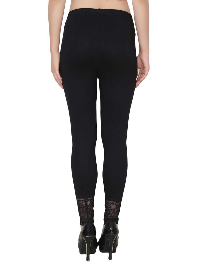 black lace detailed ankle length legging - 14005753 -  Standard Image - 2