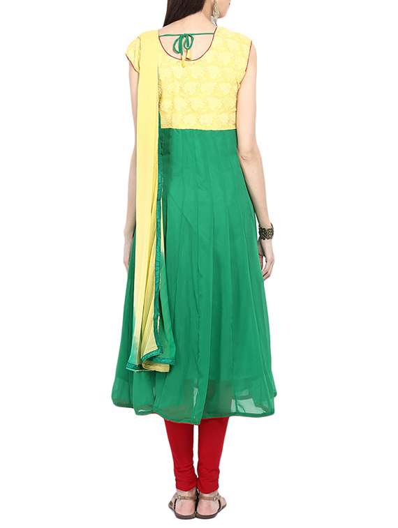 green georgette anarkali dress material - 14009883 - Standard Image - 2