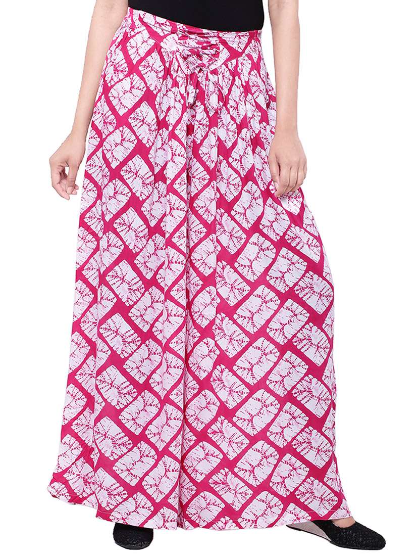 pink cotton printed palazzo