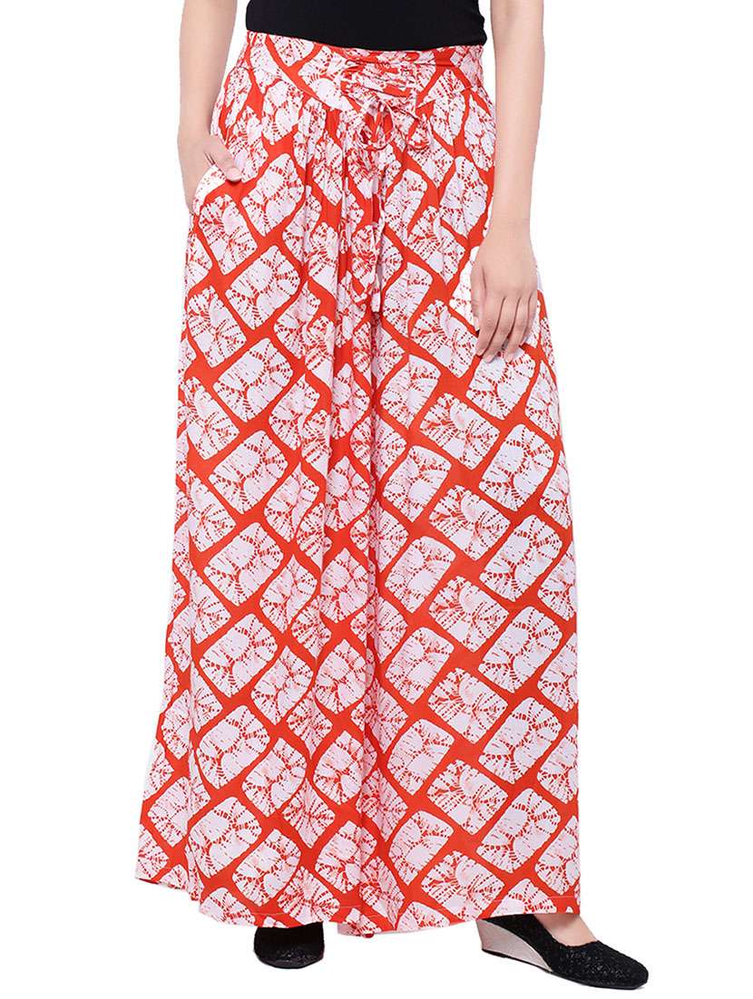 orange cotton printed palazzo