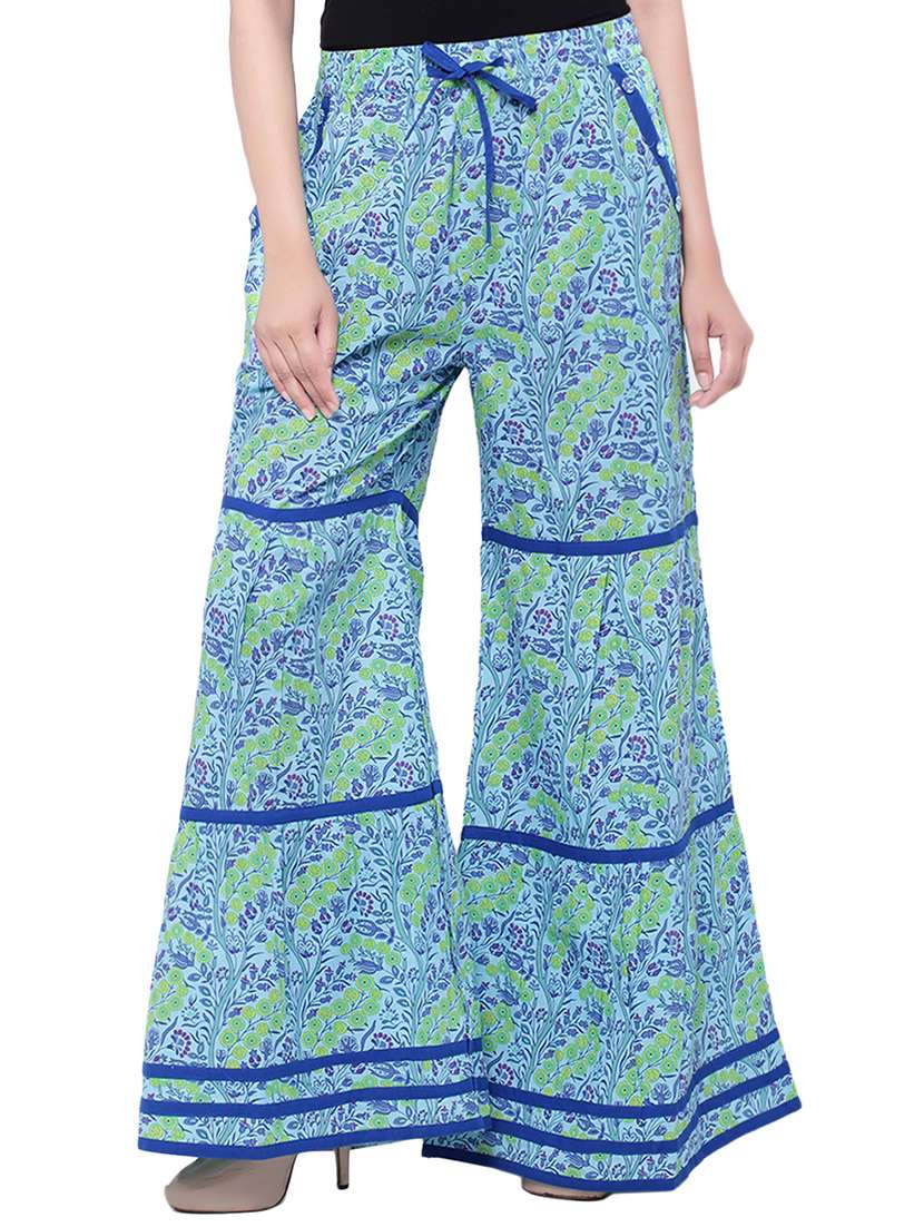blue cotton printed palazzo