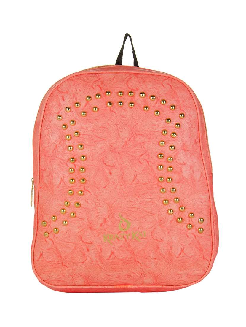 pink leatherette (pu) regular backpack