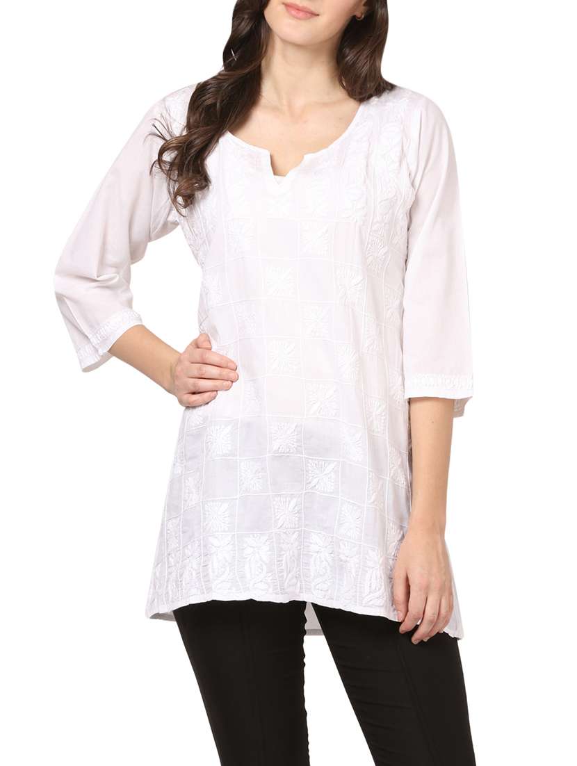 white cotton straight kurti