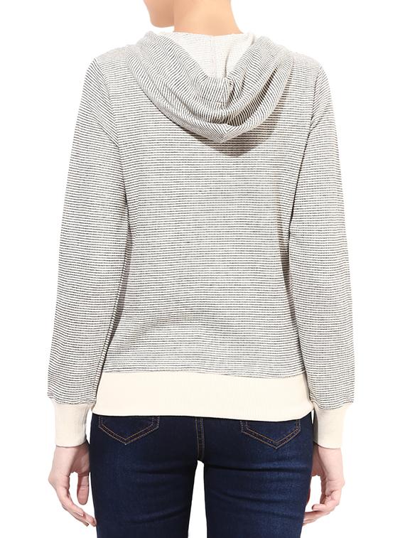 hooded neck striped jacket - 14041555 - Standard Image - 2