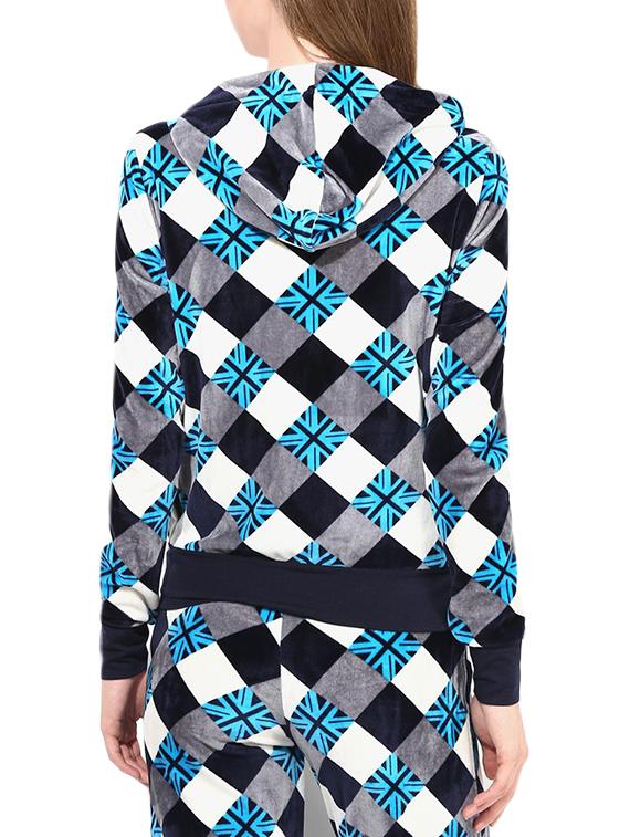 women checkered long sleeve hooded sweatshirt - 14041566 - Standard Image - 2