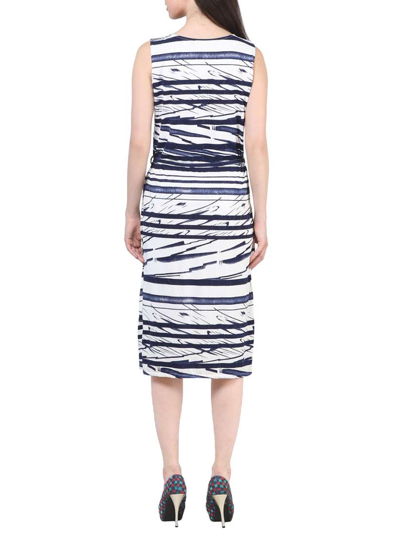 blue printed cotton belted dress - 14042814 - Standard Image - 2