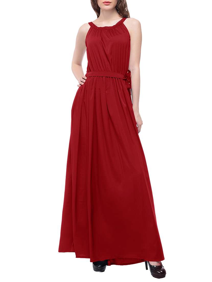 halter neck gathered maxi dress