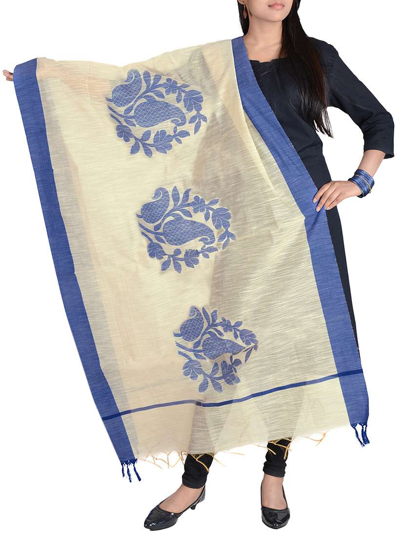 beige woven dupatta