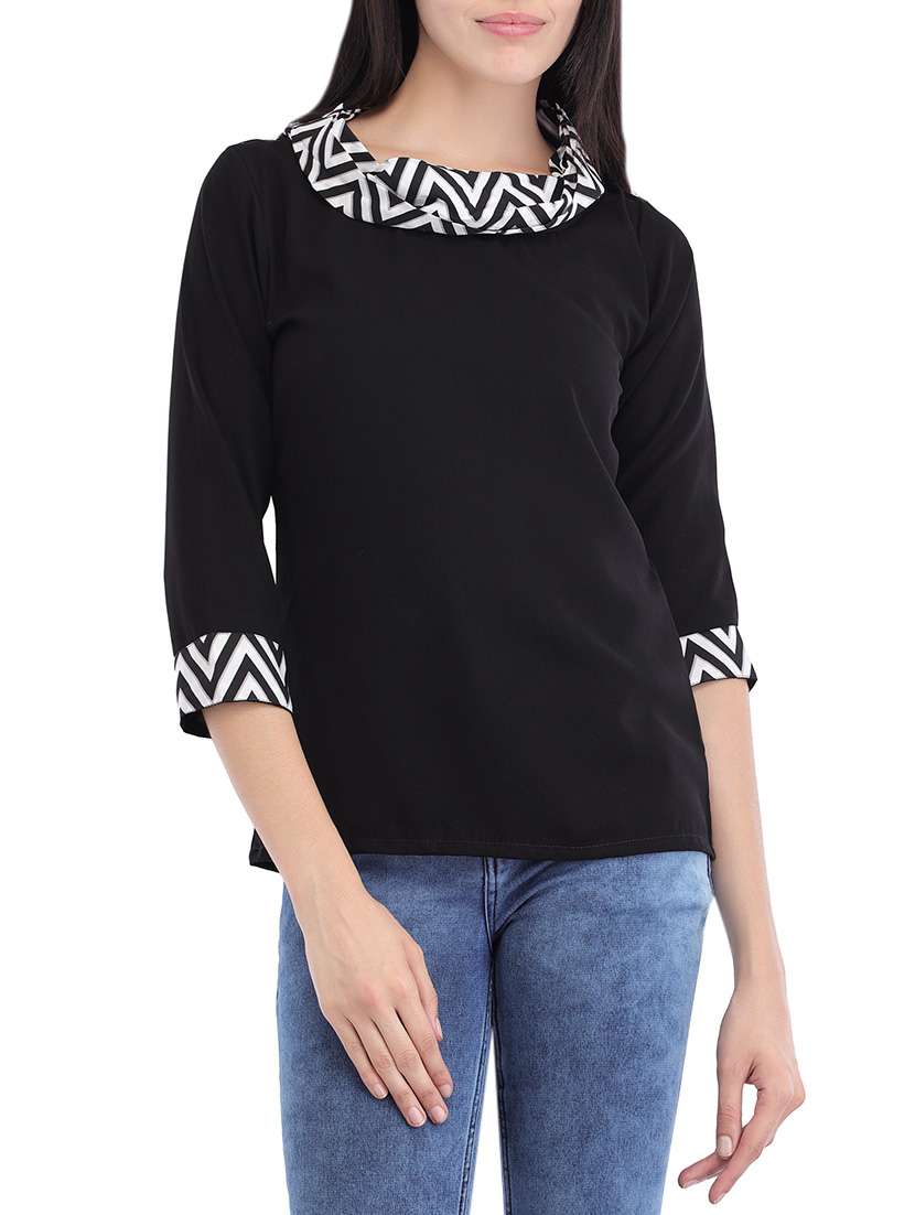chevron cowl neck top