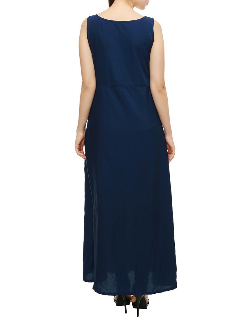 navy blue solid crepe tunic - 14050872 - Standard Image - 2